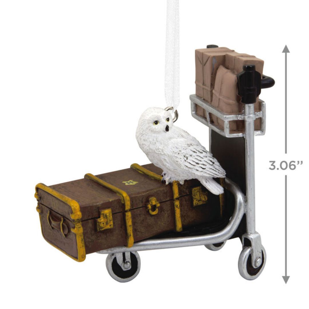 Hallmark Harry Potter Luggage Trolley with Hedwig Christmas Ornament