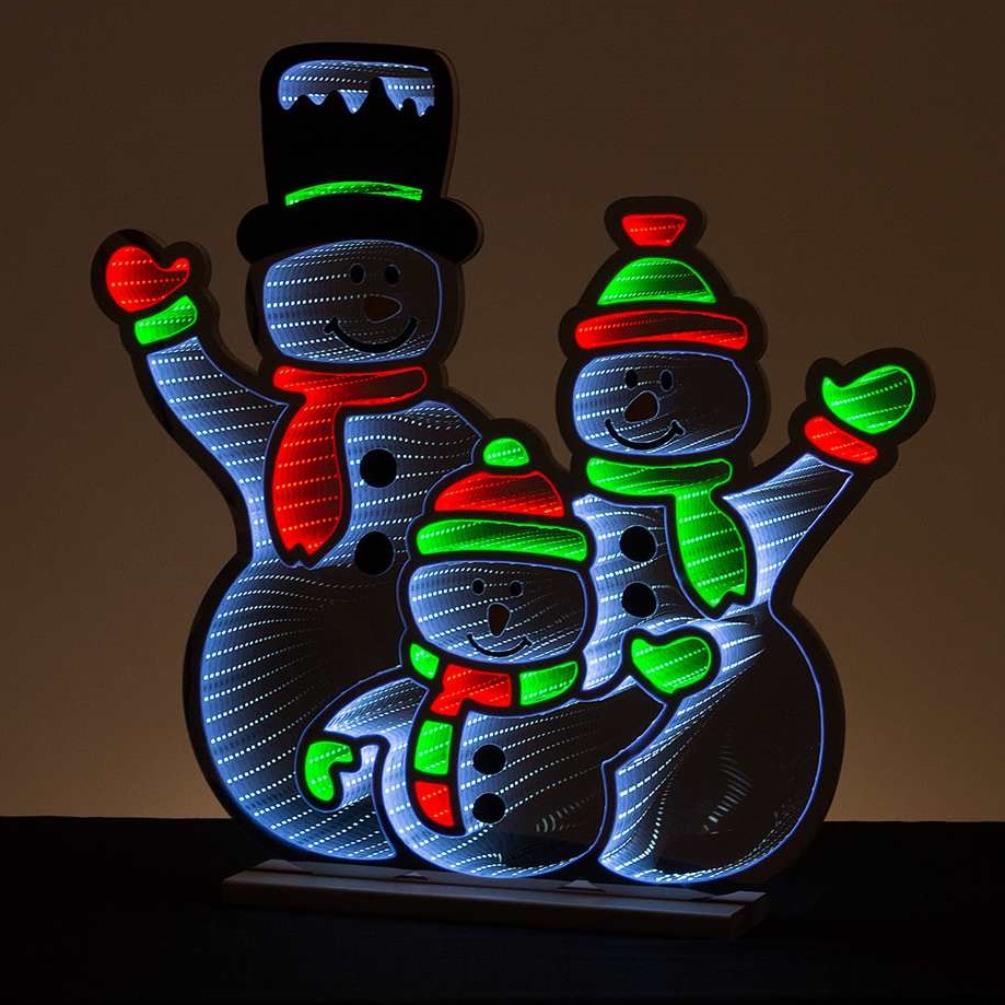 26-Inch Snowman Family LED Infinity Light with Base - RetroFestive.ca