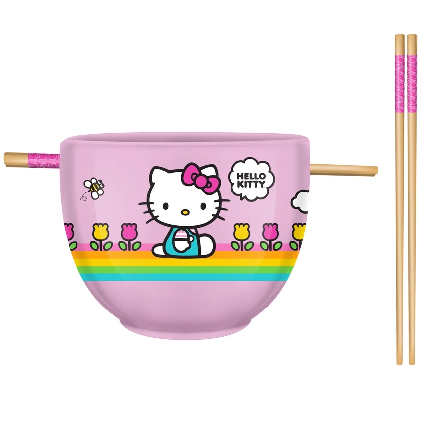 Hello Kitty Pink Ramen Bowl with Chopsticks - RetroFestive.ca