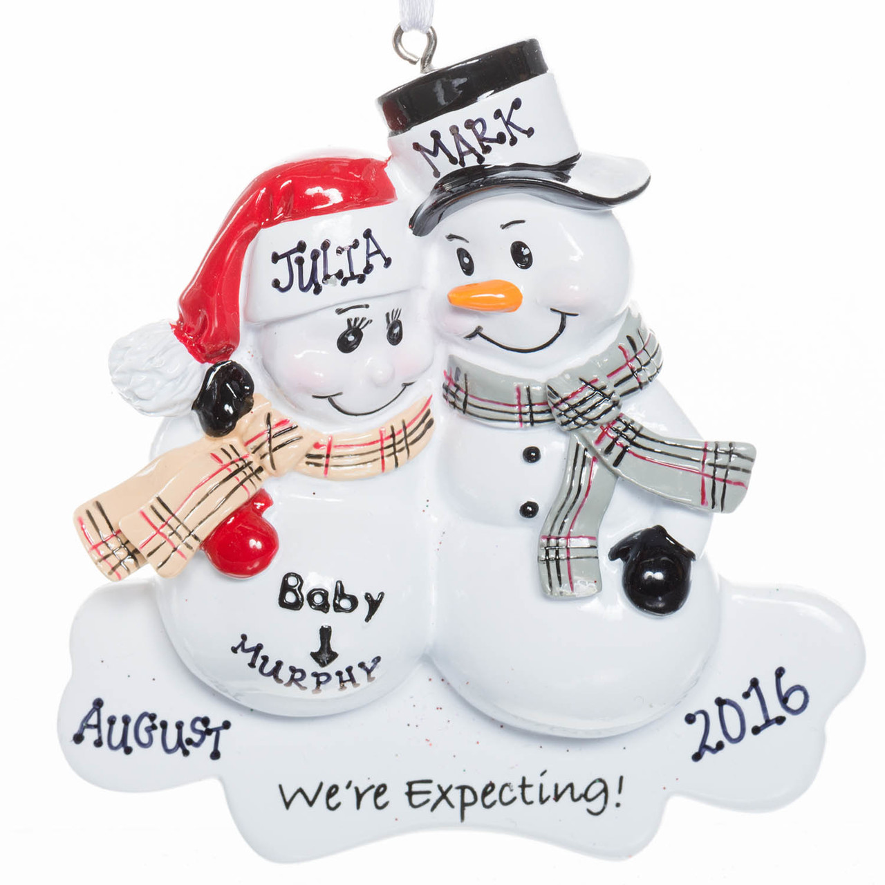 We're Expecting Snowman Couple Personalized Ornament - RetroFestive.ca