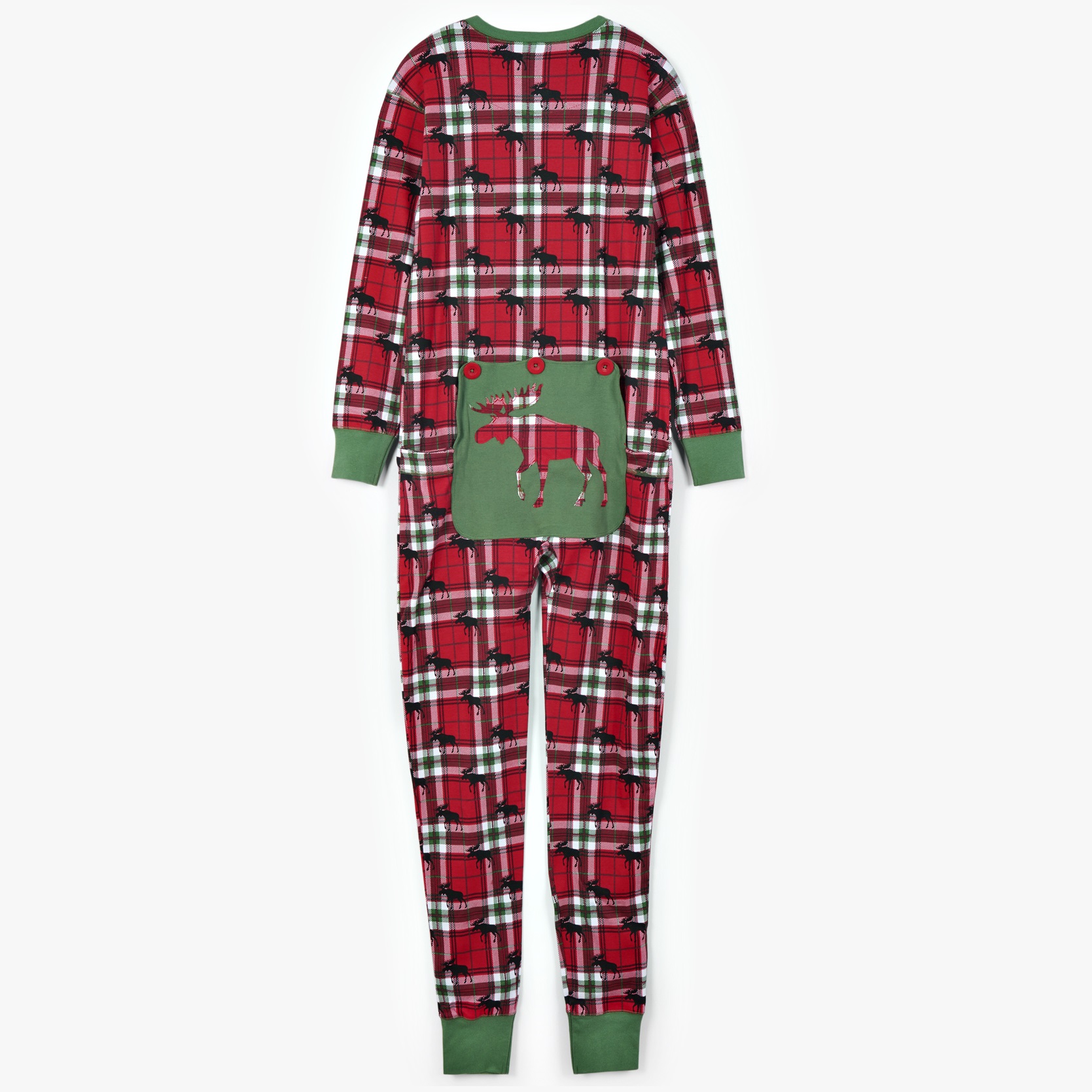 Moose on Buffalo Plaid Kids Onesie Union Suit Pajamas by Hatley 