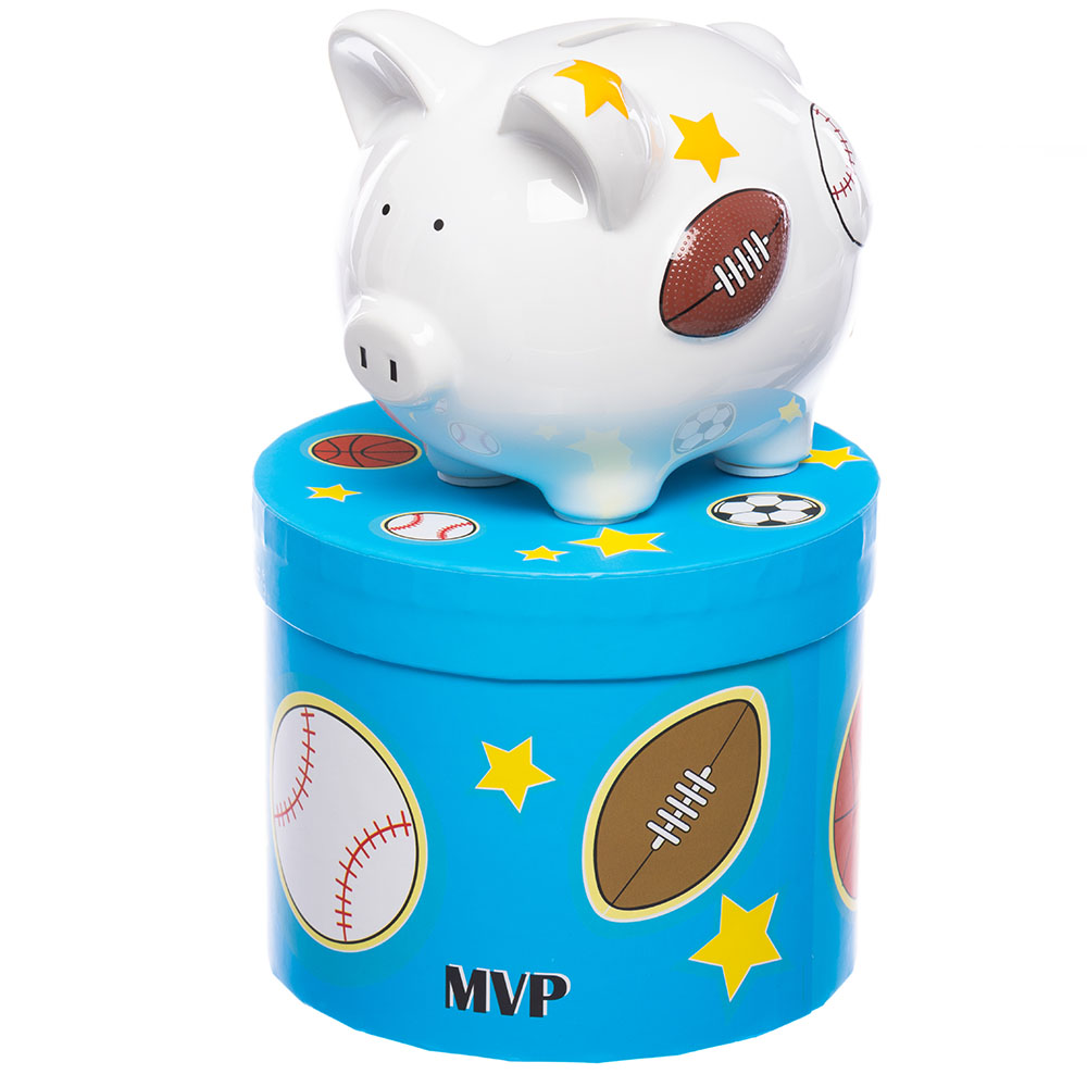 Sports Small Personalized Piggy Bank in Gift Box Canada RetroFestive.ca