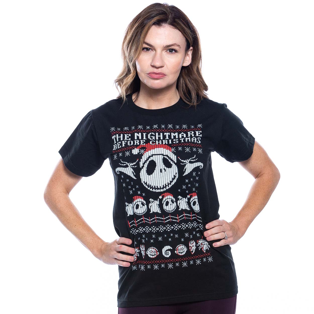 トップス CIVARIZE Nightmare Before Christmas WHT Nightmare Before Christmas T-Shirt with Santa Jack and Zero