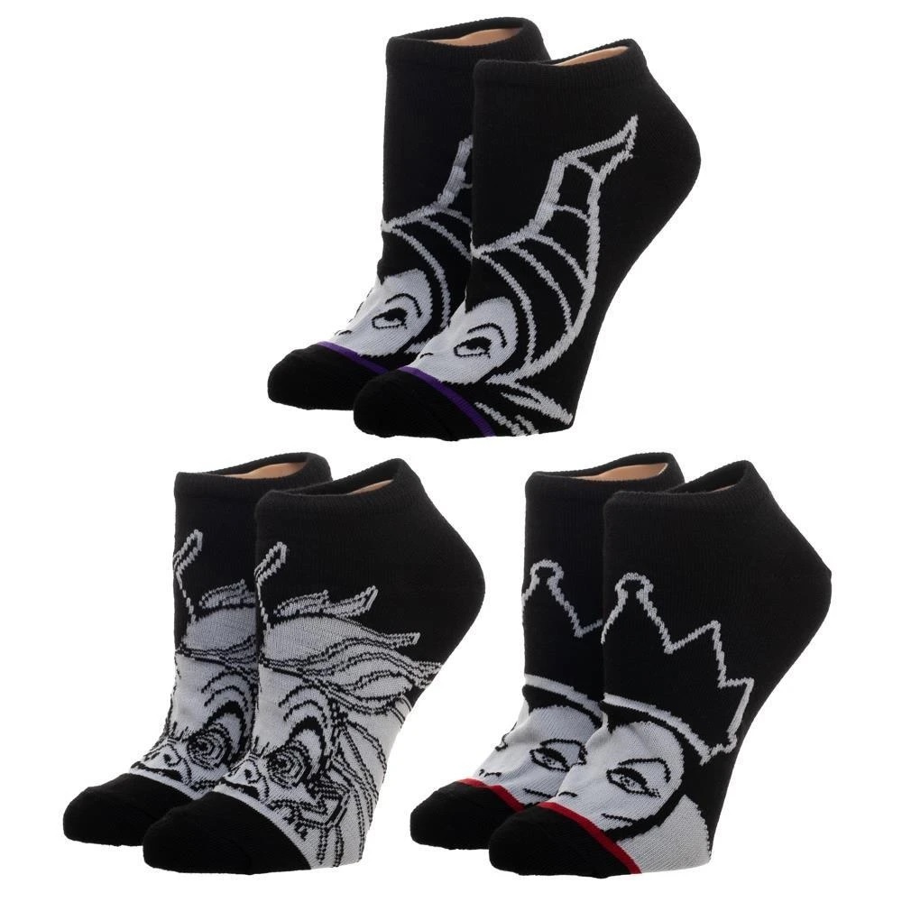 Disney Villains 3-Pair Pack Juniors Ankle Socks by Bioworld