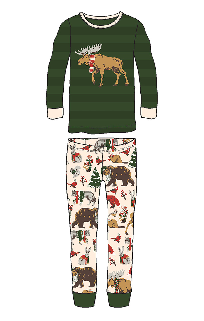 Woodland Winter Appliqué Kids 2-Piece Pajama Set