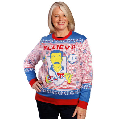 Ted Lasso Believe Ugly Christmas Sweater Canada | RetroFestive.ca
