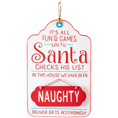 Santa's Naughty List Wooden Flip Sign - RetroFestive.ca
