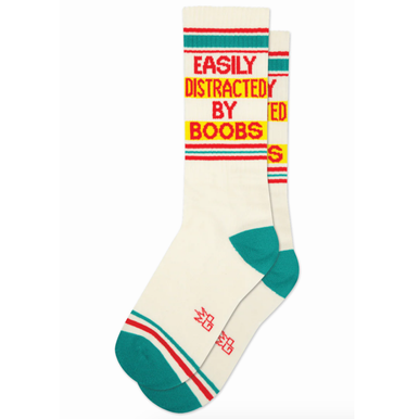 Easily Distracted by Boobs Gym Crew Socks by Gumball Poodle Canada