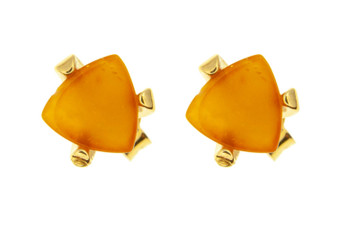 Yellow Amber Little Stud Earrings