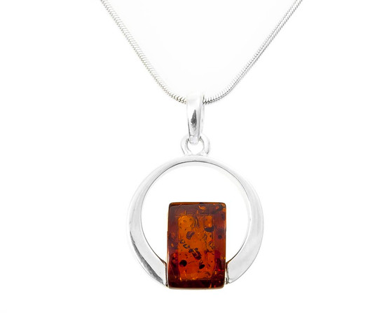 Dainty silver amber necklace