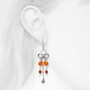Honey Cognac Amber and Silver Dangle Chandelier Boho Style earrings. Long dangle earrings.