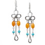 Long dangle statement earrings, Honey Amber Turquoise and Silver Dangle Boho Style earrings