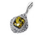 Silver and Green Amber Royal Vintage Pendant