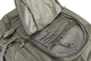 Close up of Kelty Redwing 50 Tactical backpack, with front pocket unzipped showing multiple small storage pockets inside
