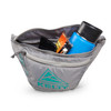 Kelty Warbler fanny pack, Smoke/Lagoon, front view, with main compartment opened