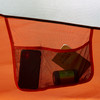 Close up of Kelty Rumpus 6 tent, showing interior hanging mesh storage pocket