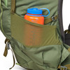 Close up of Kelty Asher 65 backpack, with water bottle in side pocket