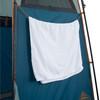 Close up of Kelty Discovery H2Go Shelter, showing towel hanging on outside of shelter