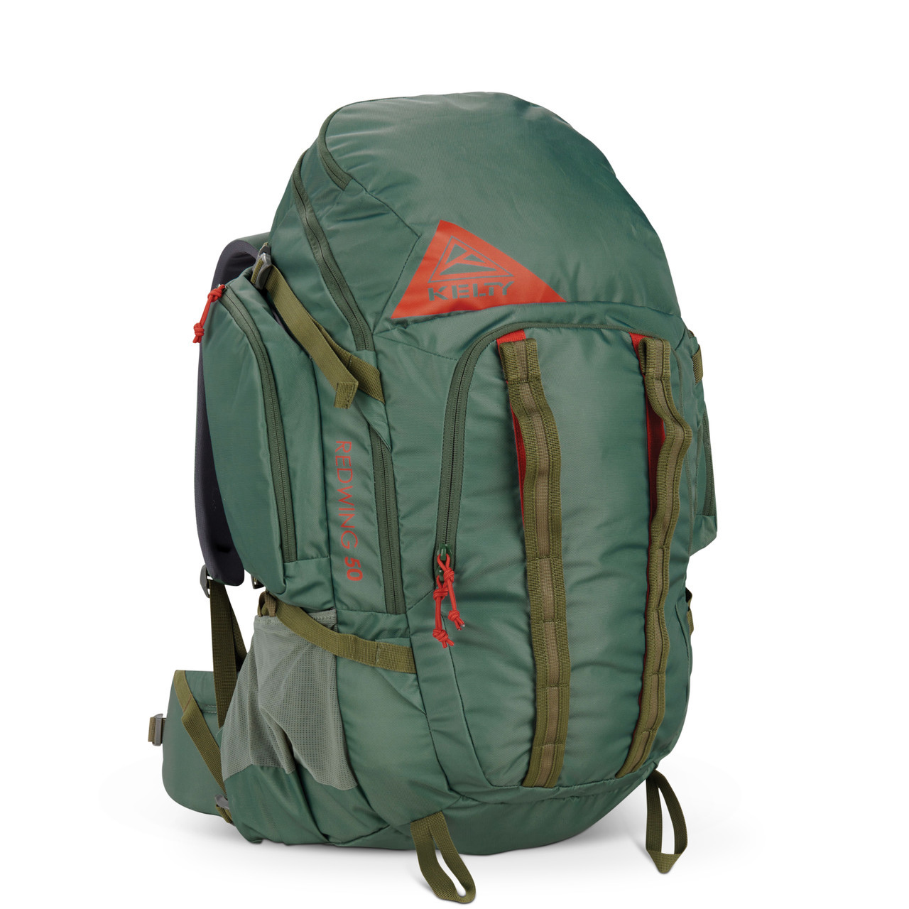 Kelty Redwing 50L Internal Frame Pack in green with orange accents