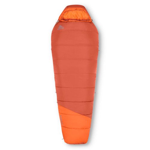 Kelty Mistral 0 sleeping bag, orange, shown fully zipped