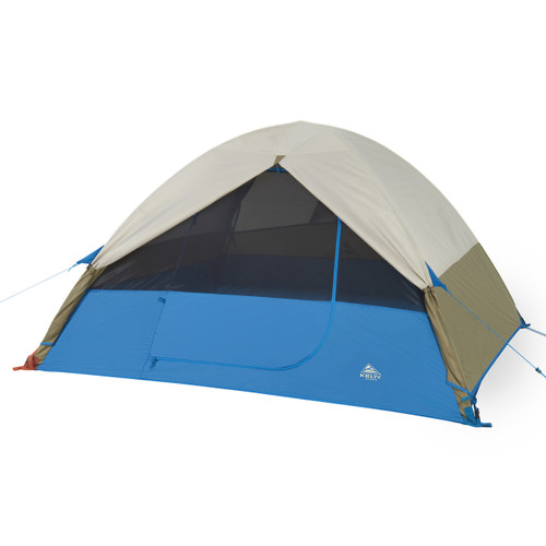 Kelty Ashcroft 3 tent, front view, fly attached, door open