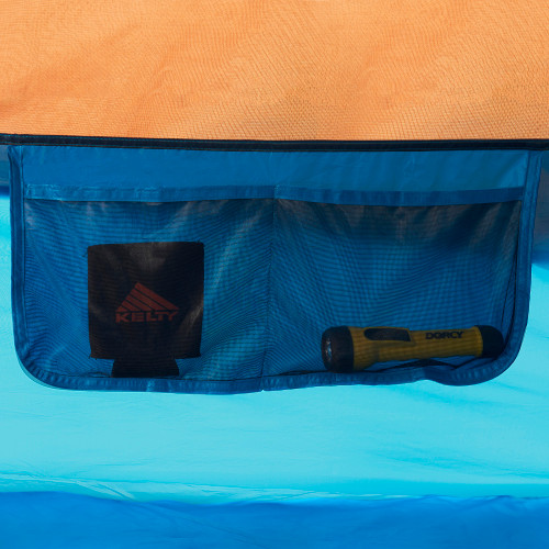 Close up of Kelty Bodie 6 tent, showing interior hanging pocket