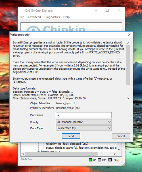 CAS BACnet Explorer screenshot write Screenshot - CAS BACnet Explorer screenshot write Screenshot