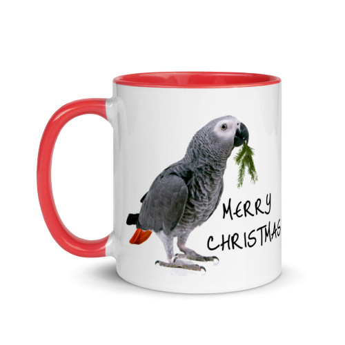 Christmas African Grey Mug with Colour Inside Christmas African Grey Mug with Colour Inside