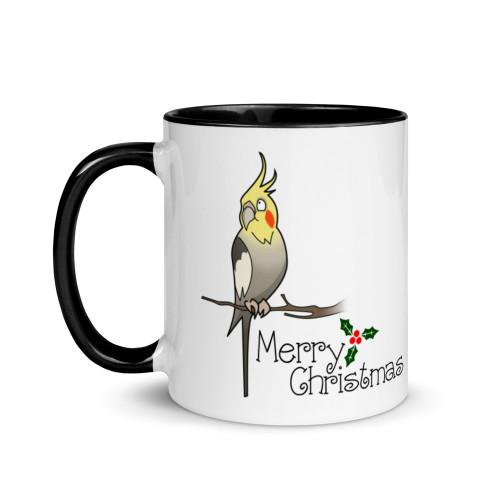 Christmas Cockatiel Mug with Colour Inside Christmas Cockatiel Mug with Colour Inside