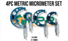 4pc Metric Micrometer Set - Australian based importer of quality measuring equipment. 0-25mm, 25-50mm, 50-75mm & 75-100mm Mics included.  4pc Metric Micrometer Set - Australian based importer of quality measuring equipment. 0-25mm, 25-50mm, 50-75mm & 75-100mm Mics included.