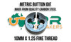 Metric Carbon Steel Button Die 10mm x 1.25 fine pitch. Supplied by LPR Toolmakers an Australian owned family business that imports good quality Carbon Steel & HSS Metric Dies. Shipped from Melbourne, Victoria. 