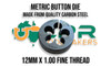 Metric Carbon Steel Button Die 12mm x 1.0 fine pitch. Supplied by LPR Toolmakers an Australian owned family business that imports good quality Carbon Steel & HSS Metric Dies. Shipped from Melbourne, Victoria. 