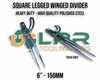 6" - 150mm Wing Divider - Made from solid Gauge Steel. Supplied by LPR Toolmakers an Australian owned business that imports high quality Calipers, Inside, Outside, Jenny, Wing. Shipped from Melbourne, Victoria. 