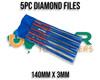 Diamond Coated Needle Files (5 Pieces) [140 x 3mm]- Cushioned Handles