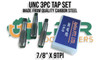 UNC Tap Set 7/8" x 9TPI. 3pc Set - Starter - Intermediate - Bottom Plug Taps. Made from quality Carbon Steel. Supplied by LPR Toolmakers an Australian family owned business that imports quality HSS & Carbon Steel UNC Taps. Shipped from country Victoria. 