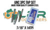 UNC Tap Set 7/16" x 14TPI. 3pc Set - Starter - Intermediate - Bottom Plug Taps. Made from quality Carbon Steel. Supplied by LPR Toolmakers an Australian family owned business that imports quality HSS & Carbon Steel UNC Taps. Shipped from country Victoria. 
