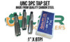 UNC Tap Set 1" x 8TPI. 3pc Set - Starter - Intermediate - Bottom Plug Taps. Made from quality Carbon Steel. Supplied by LPR Toolmakers an Australian family owned business that imports quality HSS & Carbon Steel UNC Taps. Shipped from country Victoria. 