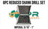 HSS Reduced Shank Imperial Drill Set (8pc) - 9/16" to 1"