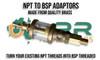 NPT to BSP [1/8", 1/4" & 3/8"] Brass Adaptors pick your thread size
