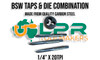 BSW Taps & Die Combination 1/4" x 20TPI. Made from quality Carbon Steel & supplied by LPR Toolmakers an Australian family owned business that imports high quality BSW Threaded Taps & Dies. 