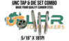 UNC Tap & Die Set 5/16" x 18TPI. 3pc Set - Starter - Intermediate - Bottom Plug Tap & matching Round Button Die combo. Made from quality Carbon Steel. Supplied by LPR Toolmakers an Australian family owned business that imports quality HSS & Carbon Steel UNC Taps. Shipped from country Victoria. 
