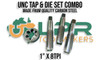 UNC Tap & Die Set 1" x 8TPI. 3pc Set - Starter - Intermediate - Bottom Plug Tap & matching Round Button Die combo. Made from quality Carbon Steel. Supplied by LPR Toolmakers an Australian family owned business that imports quality HSS & Carbon Steel UNC Taps. Shipped from country Victoria. 