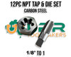 NPT 12pc Boxed Tap & Hex Die - 1/8" to 1" (Carbon Steel)