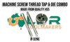 HSS Taps & Dies Combination - Machine Screw Thread 8-32NC. Unified Threads. 0-80NF to 12-28NF. 2pc Tap Set & Button Die to suit. Supplied by LPR Toolmakers an Australia owned family business that imports high quality HSS Machine Screw thread tap & dies. Shipped from Melbourne, Victoria. 