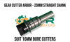 20mm Straight Shank Arbor. Takes 16mm Bore Cutters, Milling, Gear, Slitting Saws.