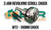 Revolving Arbors with 3 Jaw Self Centering Scroll Chucks - 80mm & 100mm 