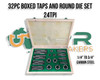 Harley & Indian 24TPI Carbon Steel Tap & Die Kits. 1/4" to 3/4" Tap & Round Button Die Boxed Set. Supplied by LPR Toolmakers an Australian family owned business that imports quality 24TPI Taps & Dies in Carbon Steel & HSS. Shipped from Country Victoria. 