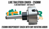 250mm Independent Chuck with a 5MT rotating Arbor. Supplied by LPR Toolmakers an Australian owned family business that imports high quality Chucks, Arbors for your Lathe. Shipped from Melbourne, Victoria. 
