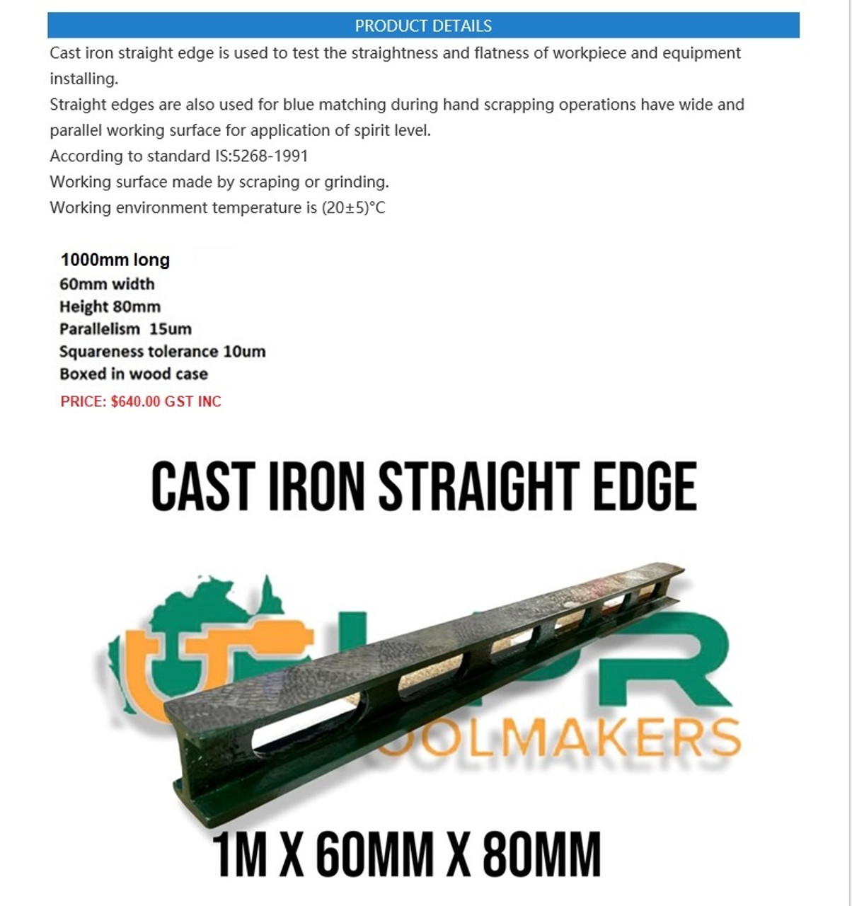 CAST IRON STRAIGHT EDGES by Suburban Tool, Inc.