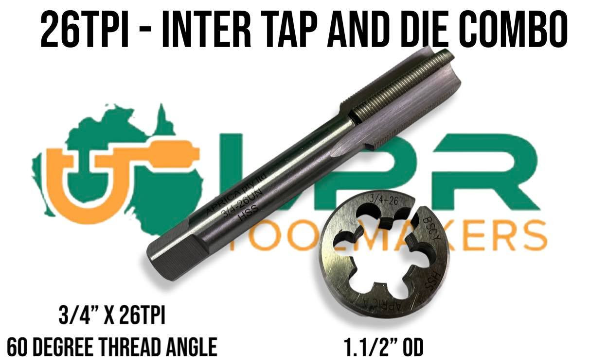 1/2 to 1" (26 TPI) Intermediate Tap & Die Combo [HSS] - 60 degree